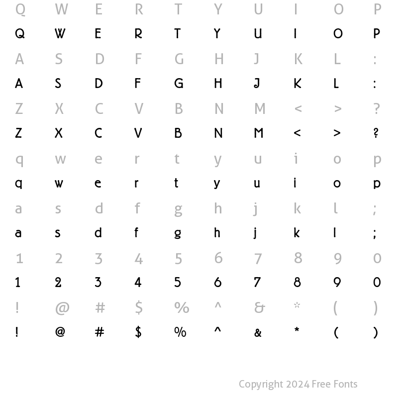 Character Map of Berliner Grotesk D Light Regular