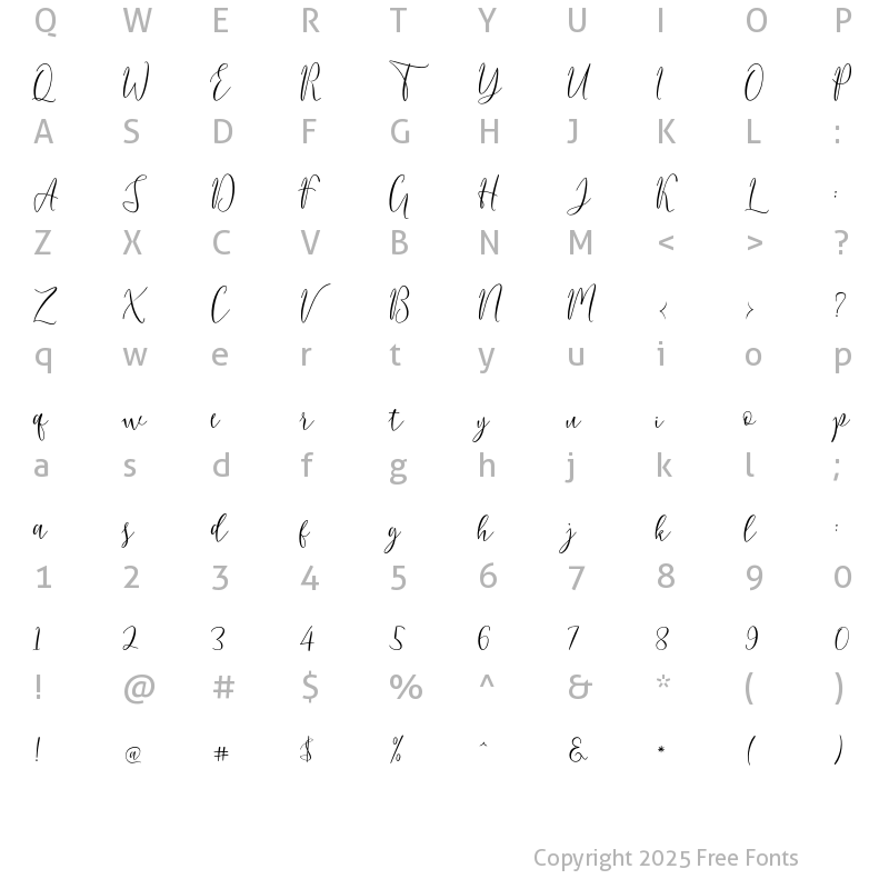 Character Map of Berlinsa Script Regular