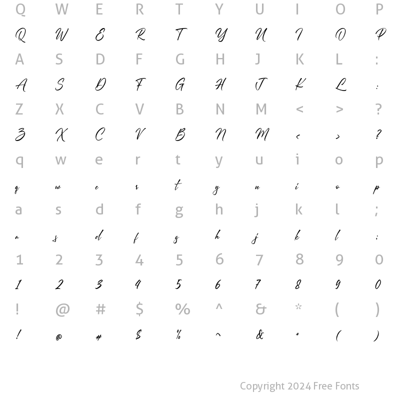 Character Map of Berlliont Regular