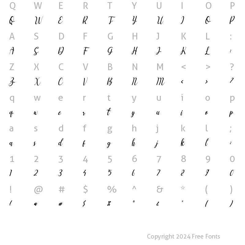 Character Map of Berlysa Italic