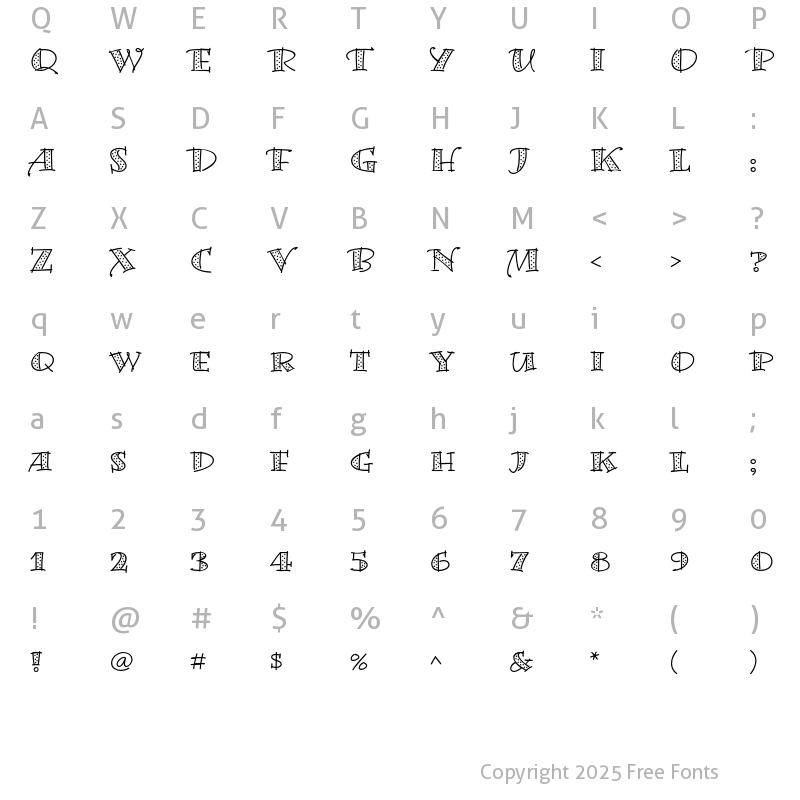 Character Map of Bermuda LP Std Dots