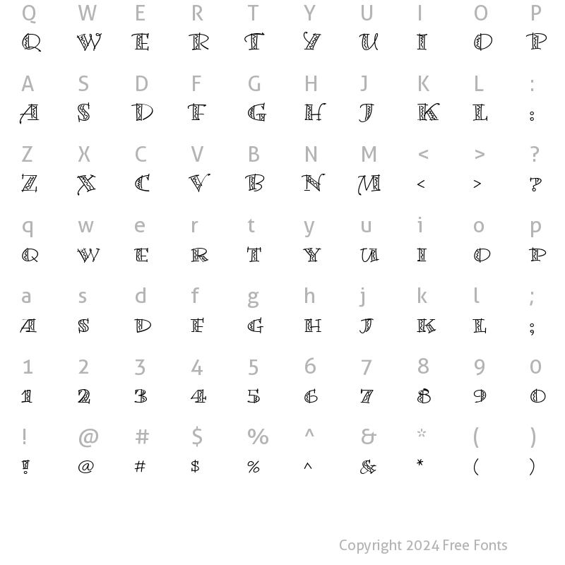 Character Map of BermudaLPSquiggle Roman