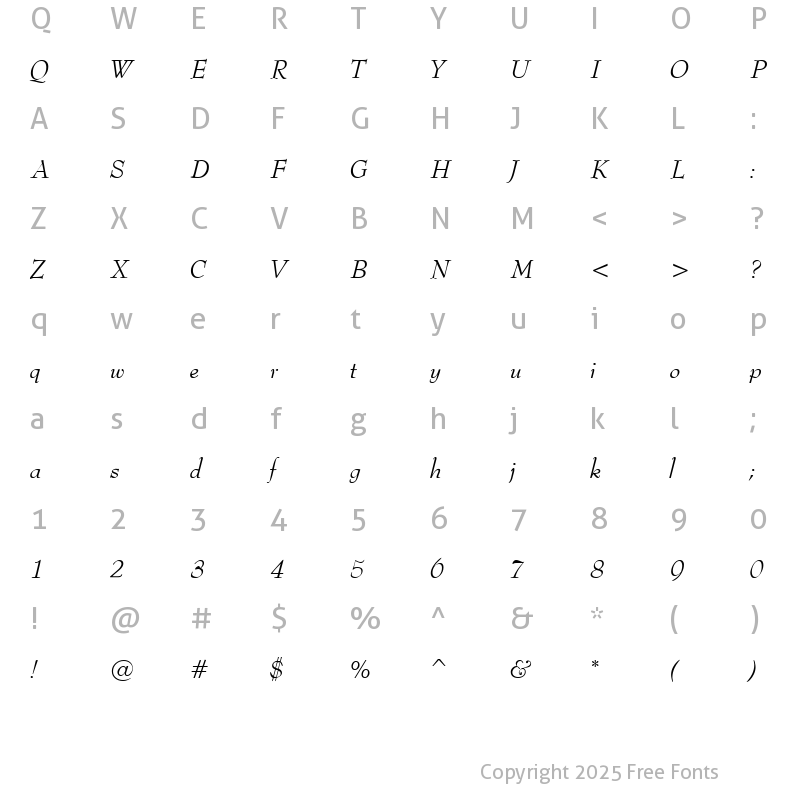 Character Map of Bernard Italic