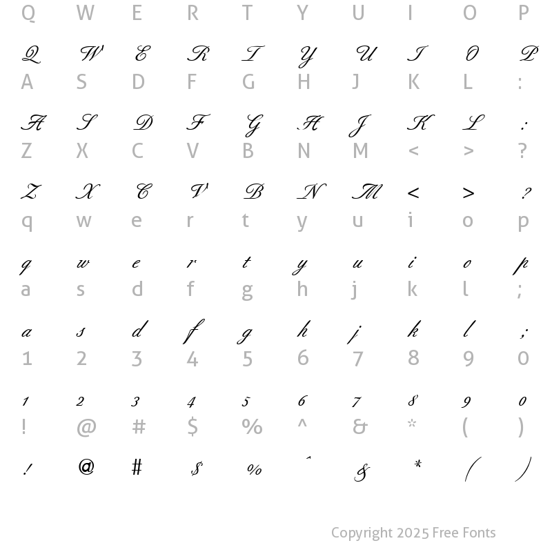 Character Map of BerneseScript Bold