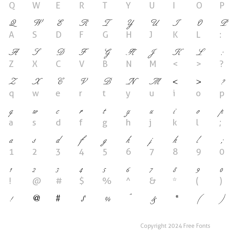 Character Map of BerneseScript DB Regular