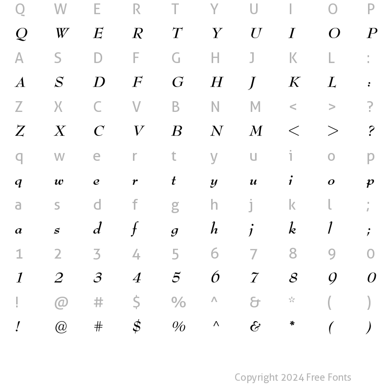 Character Map of Bernhard Modern BQ Regular