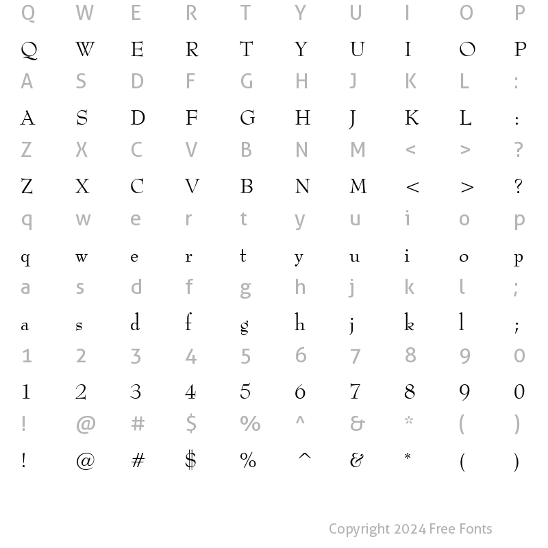 Character Map of Bernhard Modern GX BT Roman