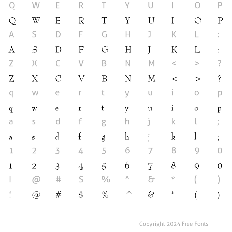 Character Map of Bernhard Modern OSF Regular