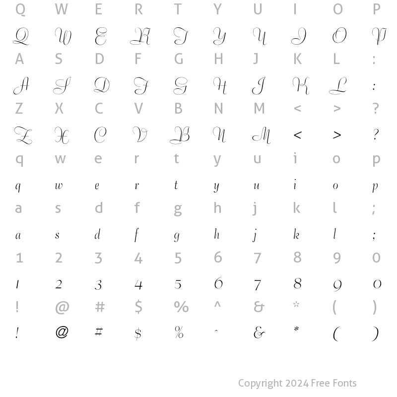 Character Map of Bernhard TangoSwash Regular