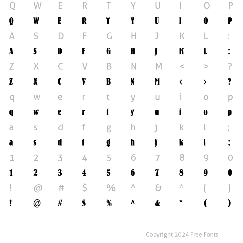 Character Map of BernhardCondensed Regular