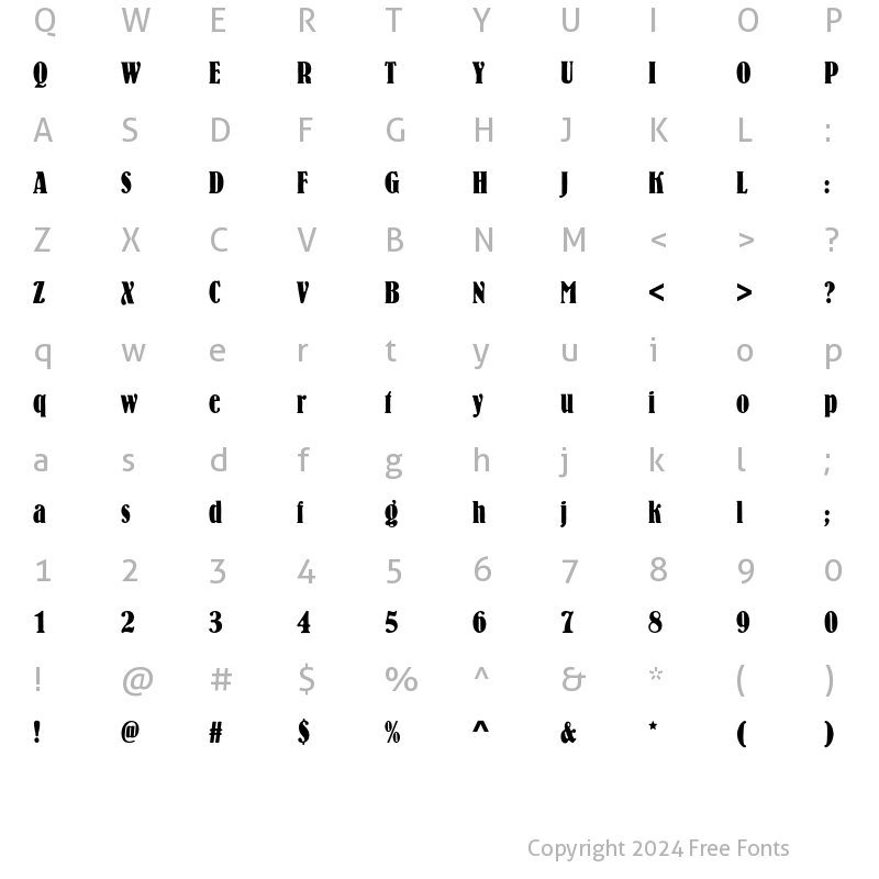 Character Map of BernhardEF Antique Regular