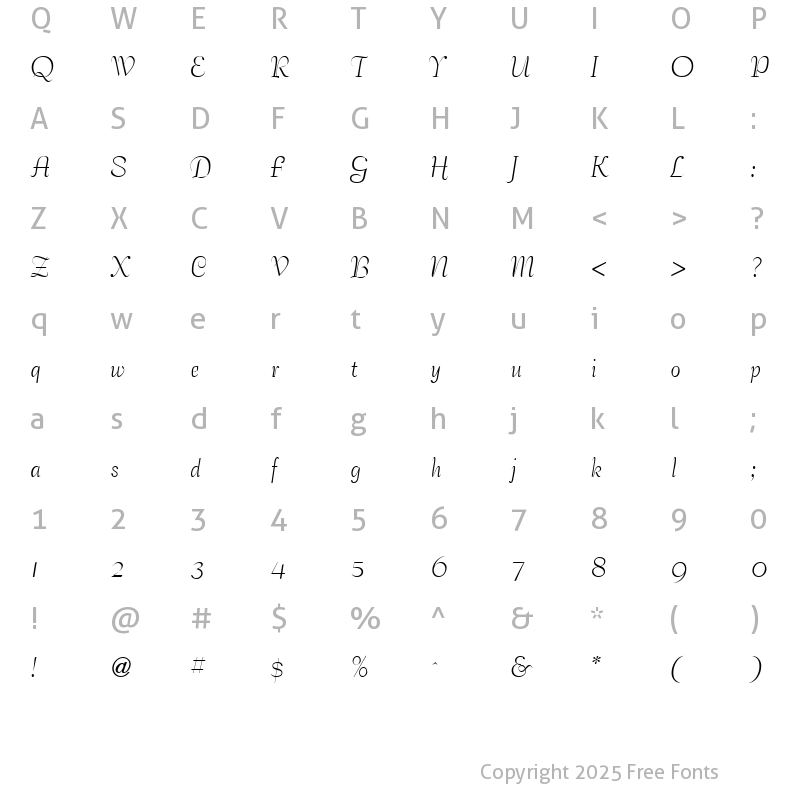 Character Map of BernhardElegant Regular