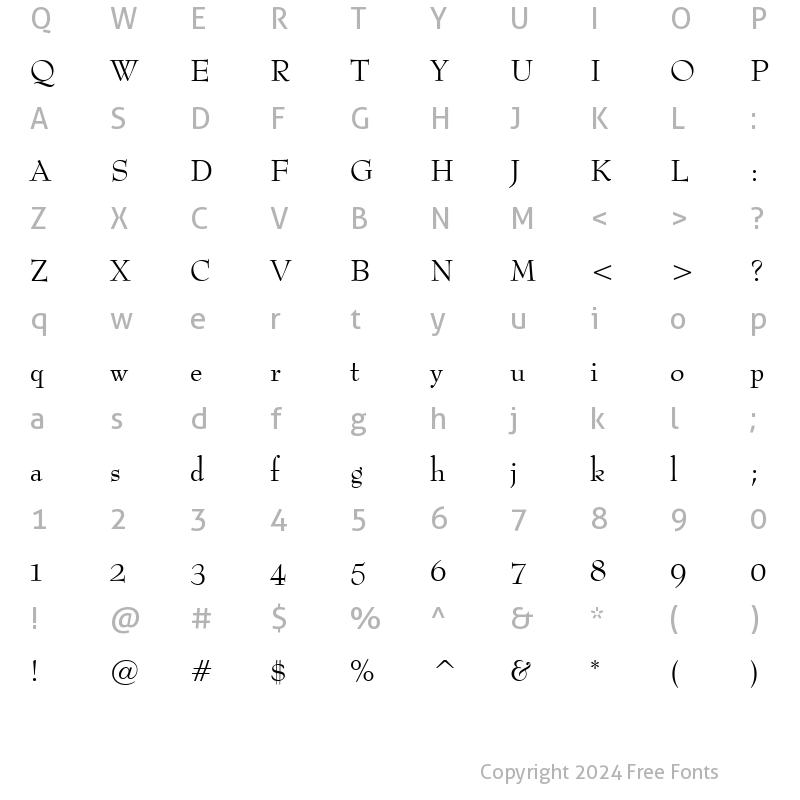 Character Map of BernhardMod OSF BT Roman