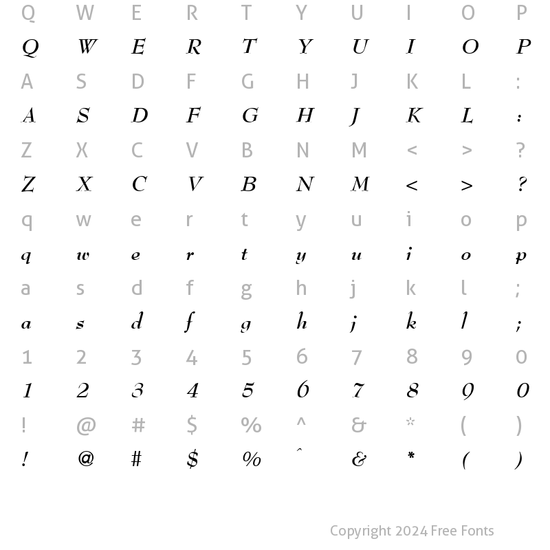 Character Map of BernhardModern BoldItalic