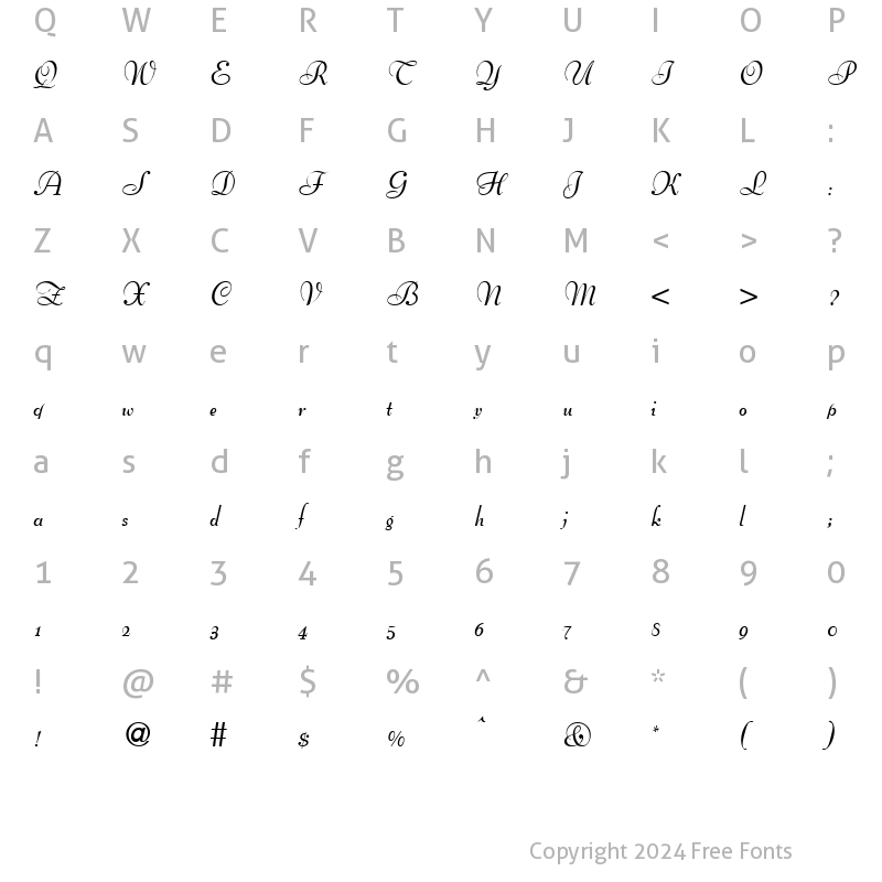 Character Map of BernhardScript Bold