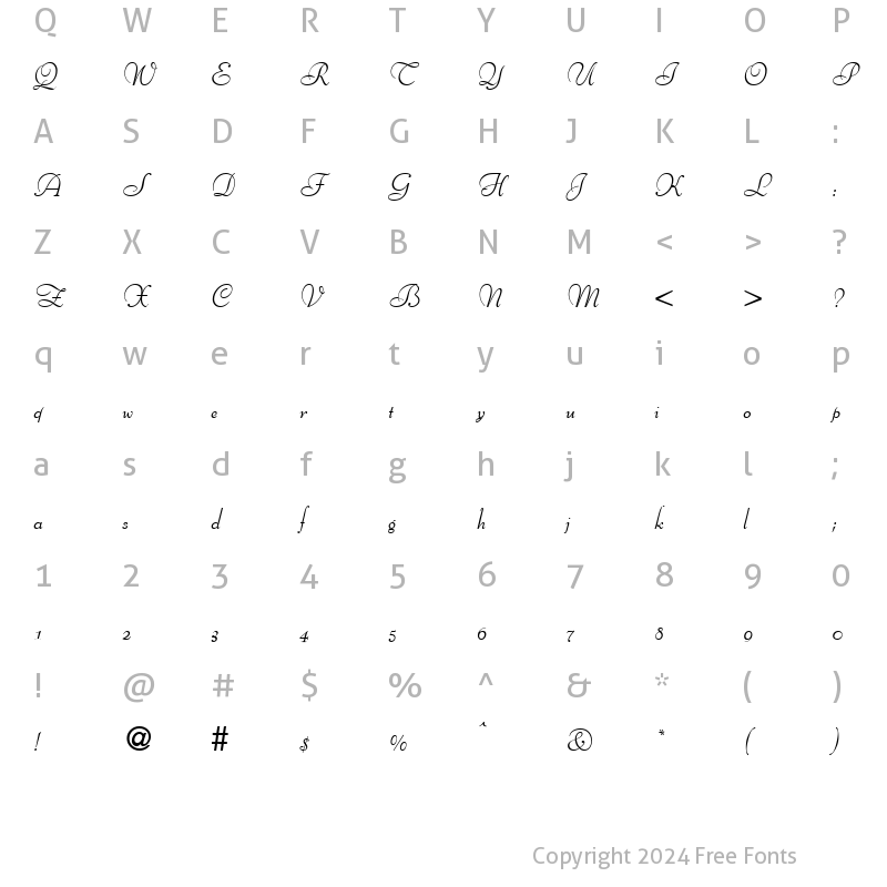 Character Map of BernhardScript Regular