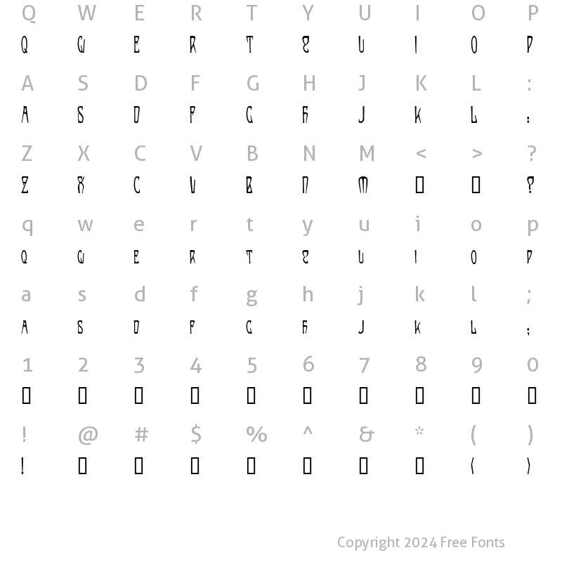 Character Map of Bernhardt Regular