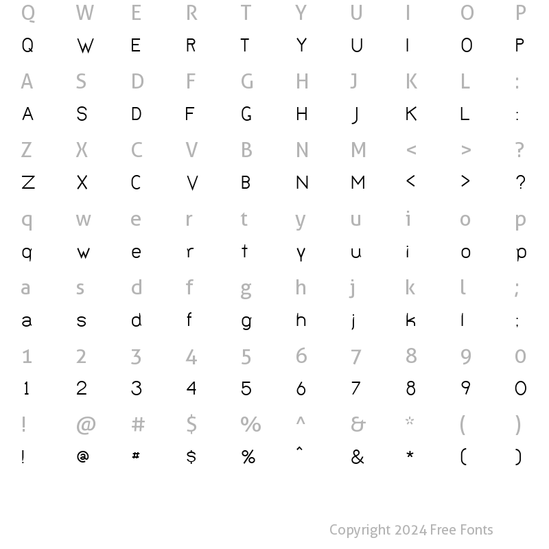 Character Map of Bernur Normal