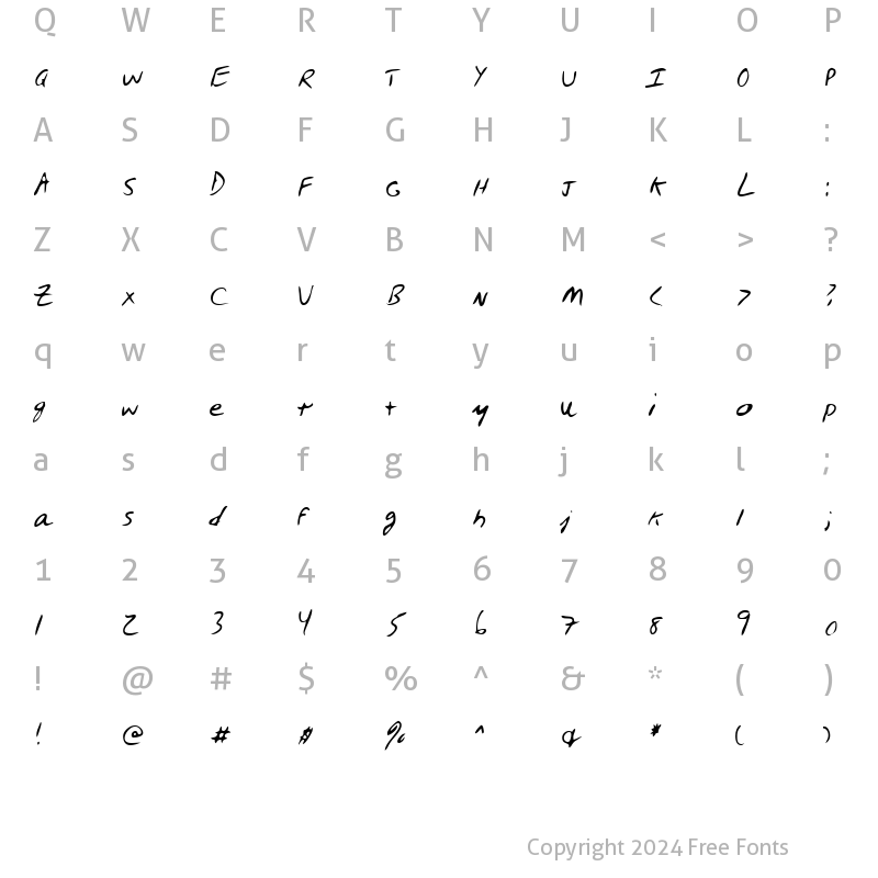 Character Map of BerrysHand Regular