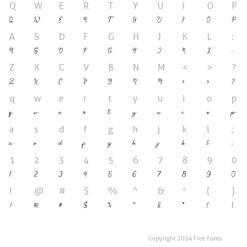 Character Map of Berthan Regular