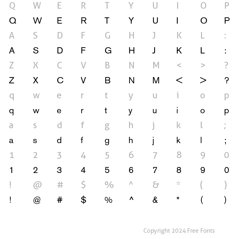 Character Map of Berthold Akzidenz Grotesk BE Regular