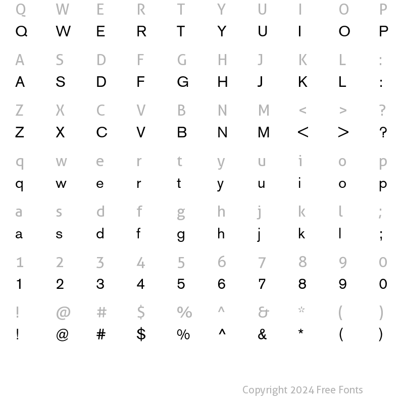 Character Map of Berthold Akzidenz Grotesk Regular