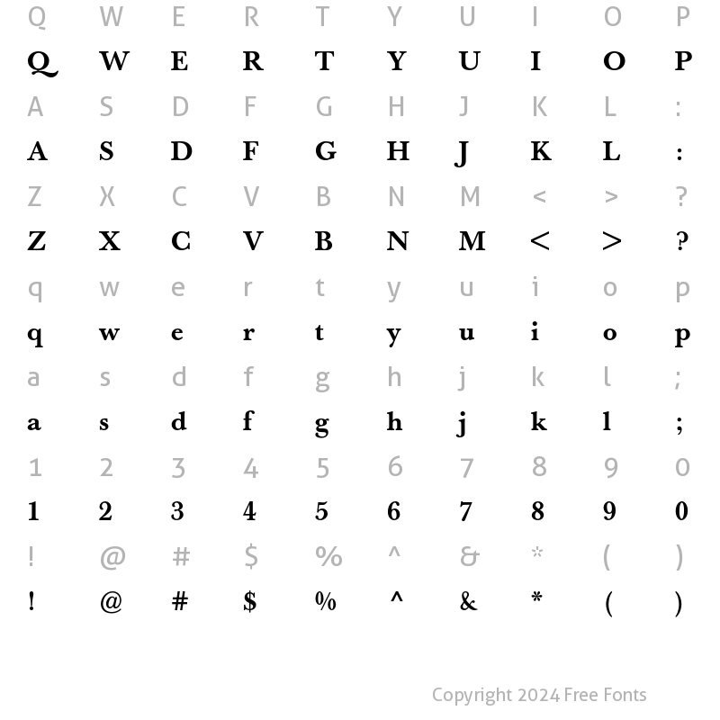 Character Map of Berthold Baskerville Book Medium