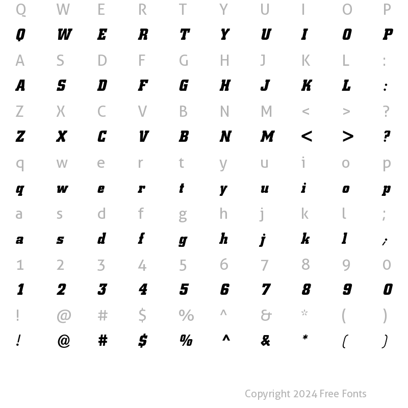 Character Map of Berthold City Bold Italic