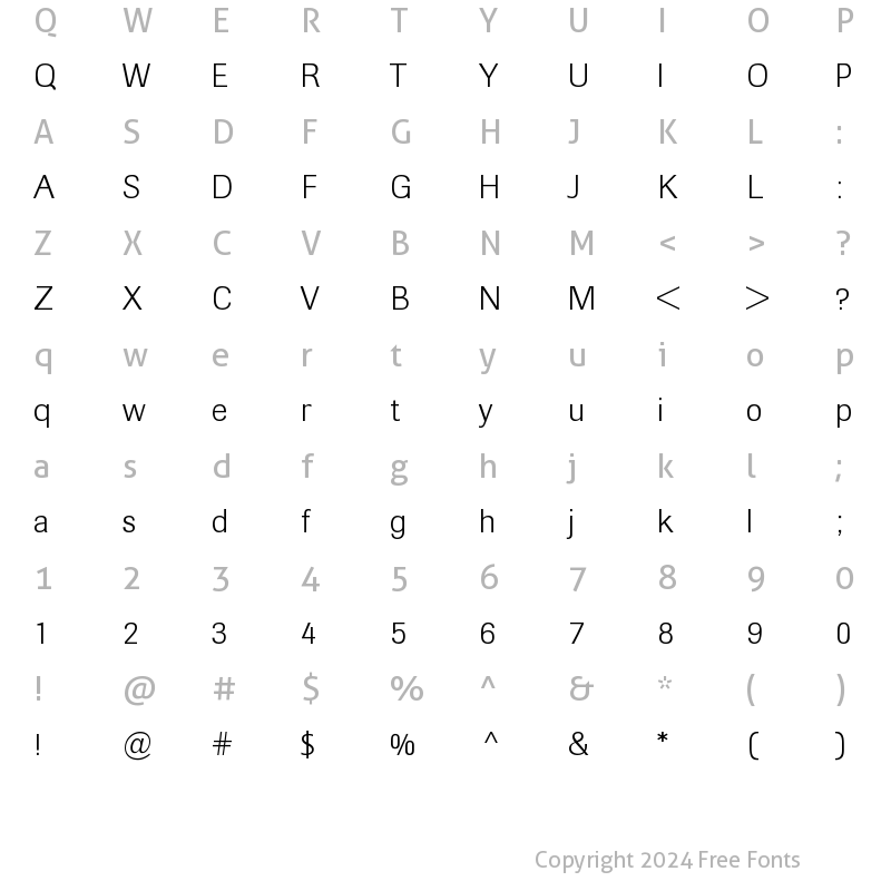 Character Map of Berthold Imago Light