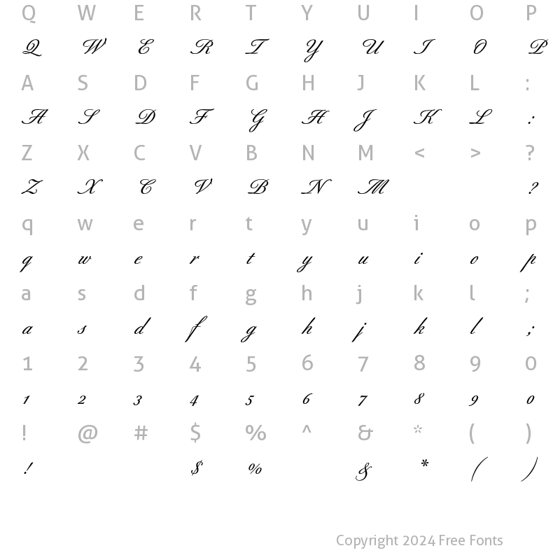 Character Map of Berthold Script BQ Regular