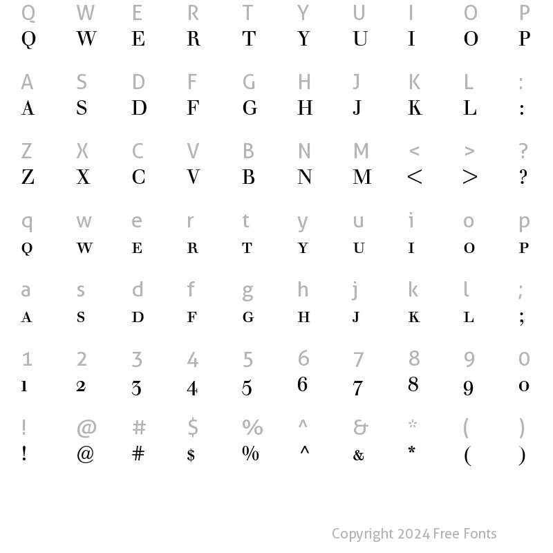 Character Map of Berthold Walbaum Book SC