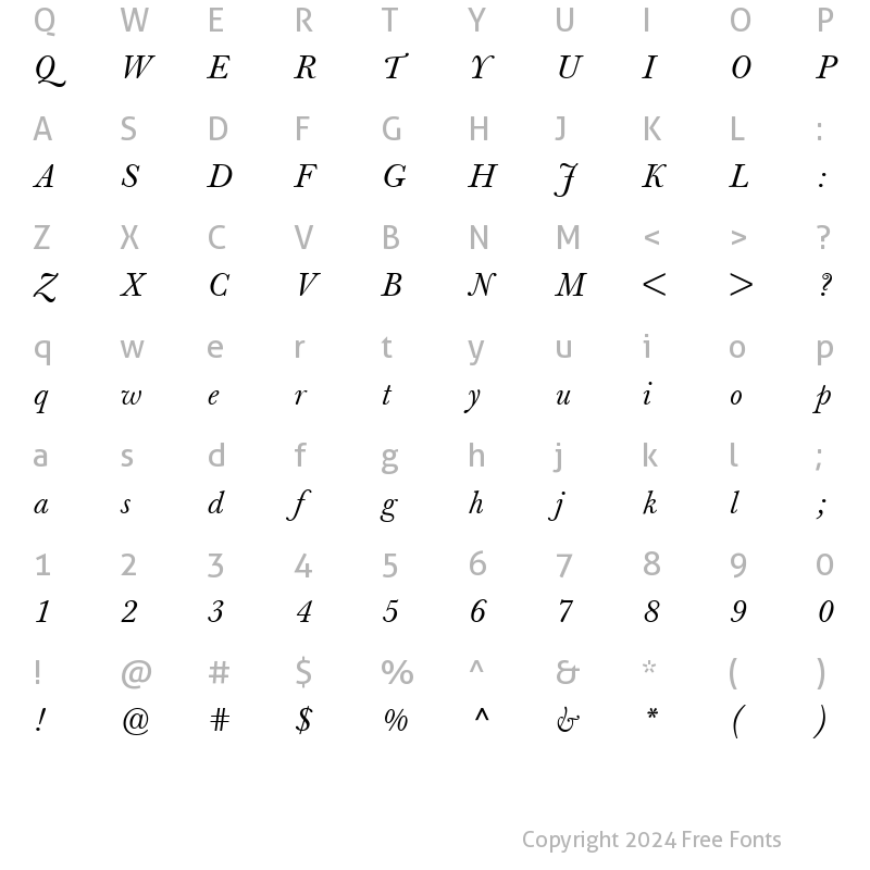 Character Map of BertholdBaskerville-Book BookItalic