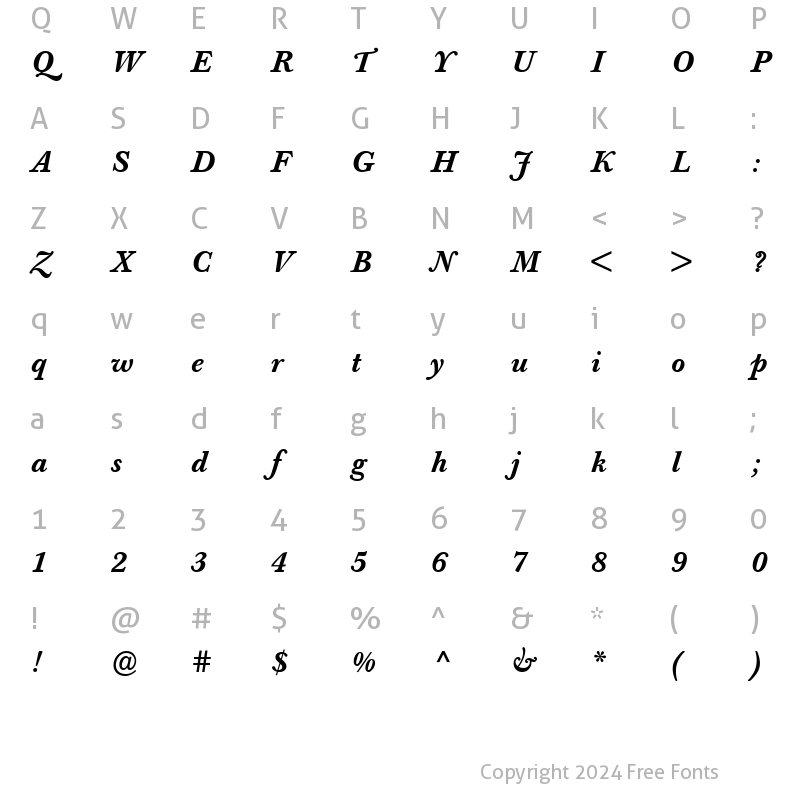 Character Map of BertholdBaskervilleMedium-Book BookItalic