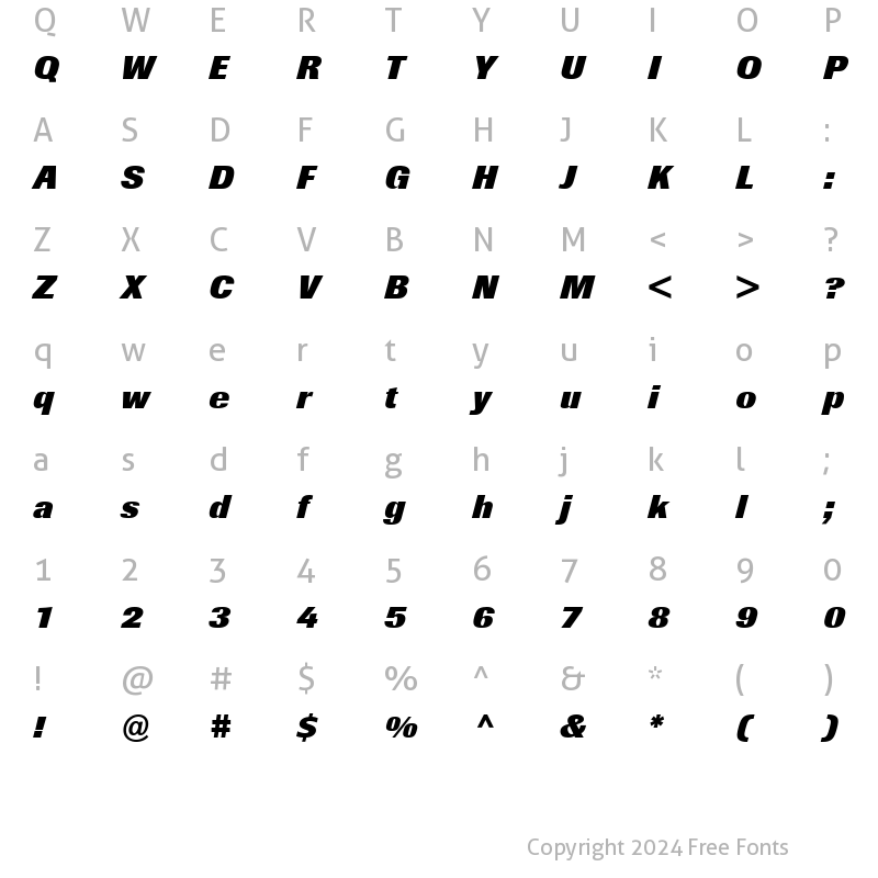 Character Map of BertholdImago-ExtraBold Extra BoldItalic