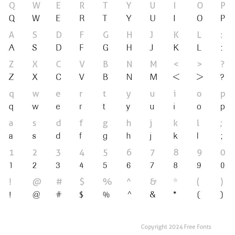 Character Map of BertholdImago-Light Light