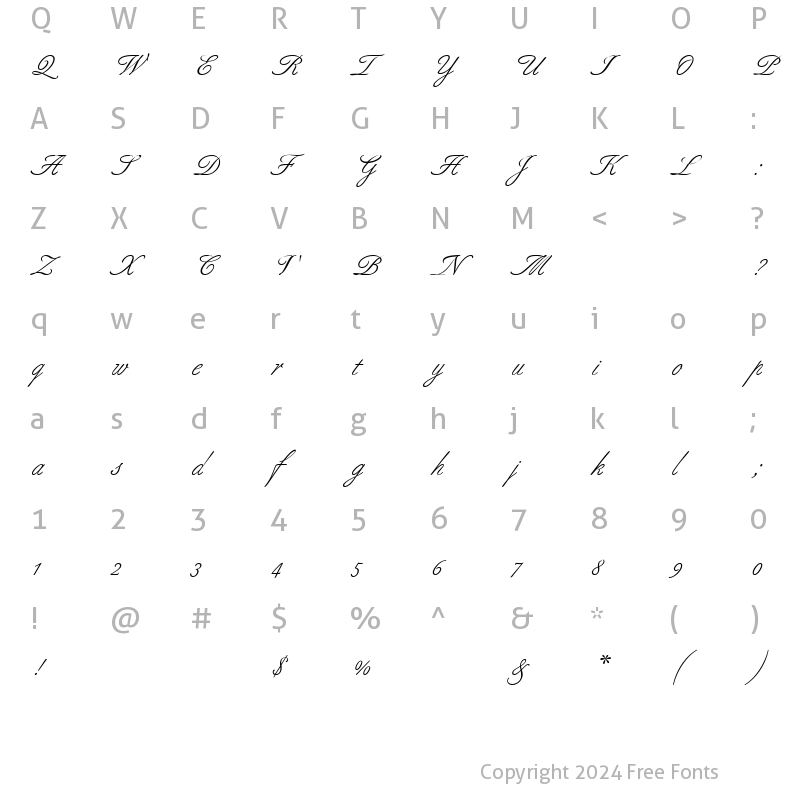 Character Map of BertholdScript Italic