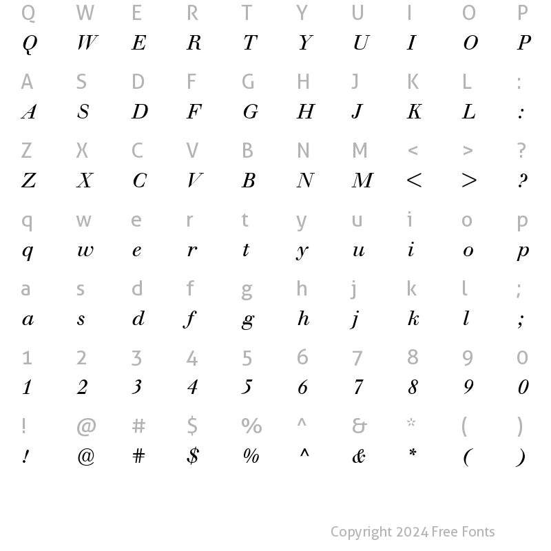 Character Map of BertholdWalbaum-Book BookItalic