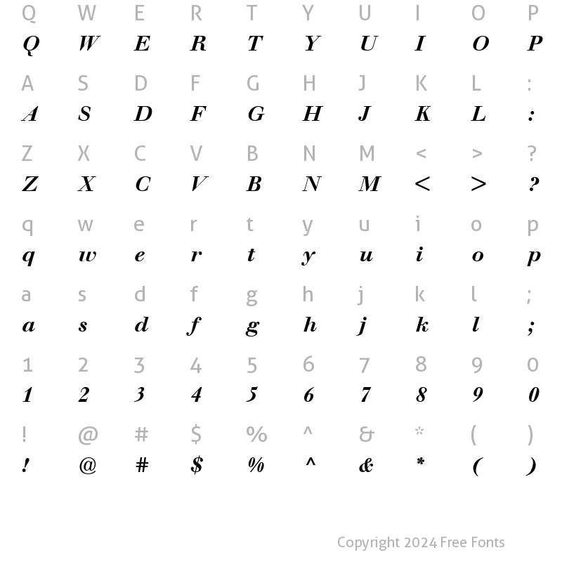 Character Map of BertholdWalbaumMedium-Book BookItalic