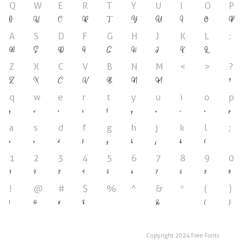 Character Map of Berttina Regular