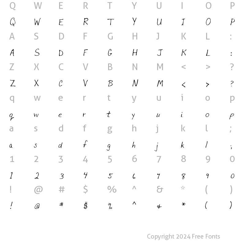 Character Map of BerylsHand Regular