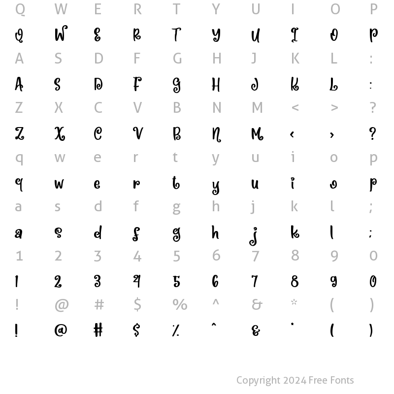 Character Map of Best Jolly Regular