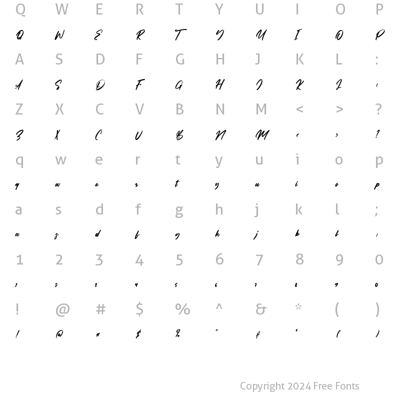 Character Map of Bestallie Regular