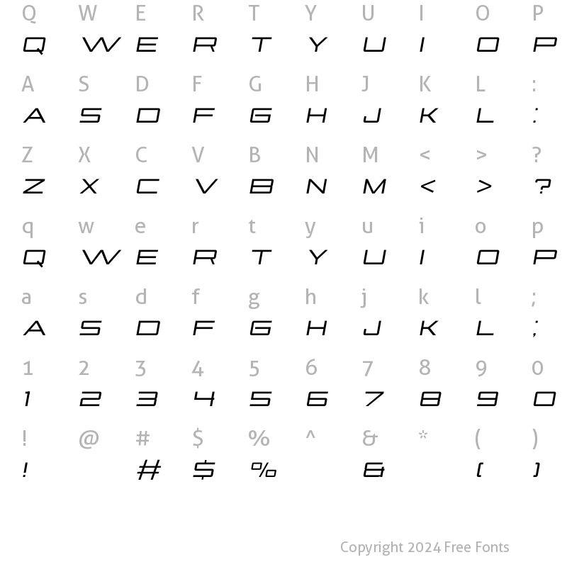 Character Map of Bestari Italic