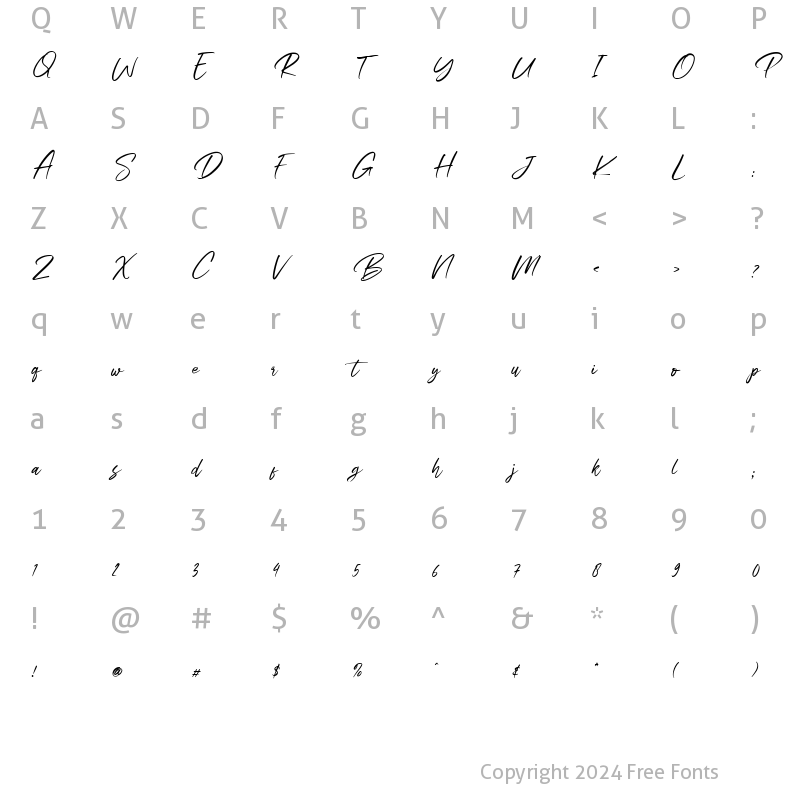 Character Map of Beston Italic