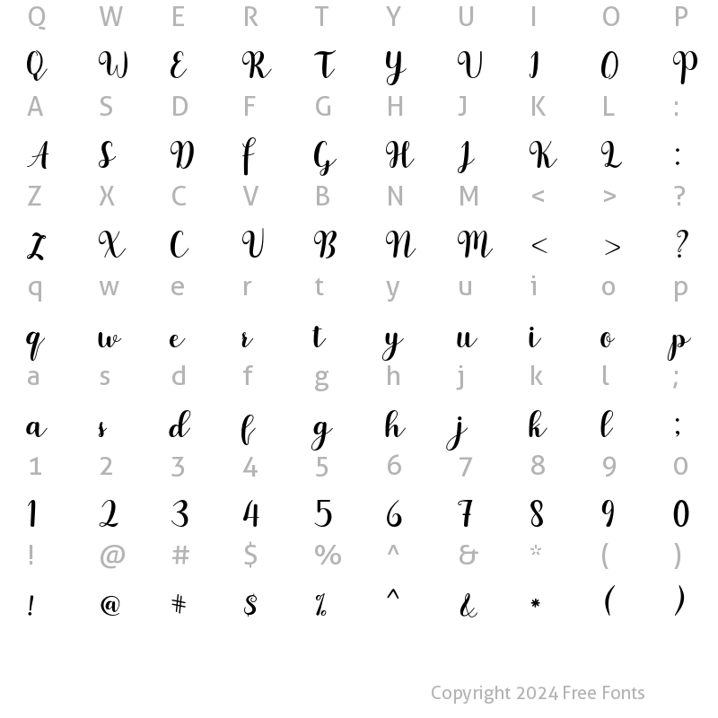 Character Map of Betania Regular