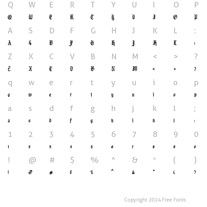 Character Map of Betchers Regular