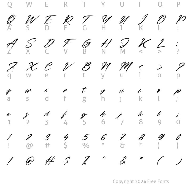 Character Map of Beternite Limited Italic