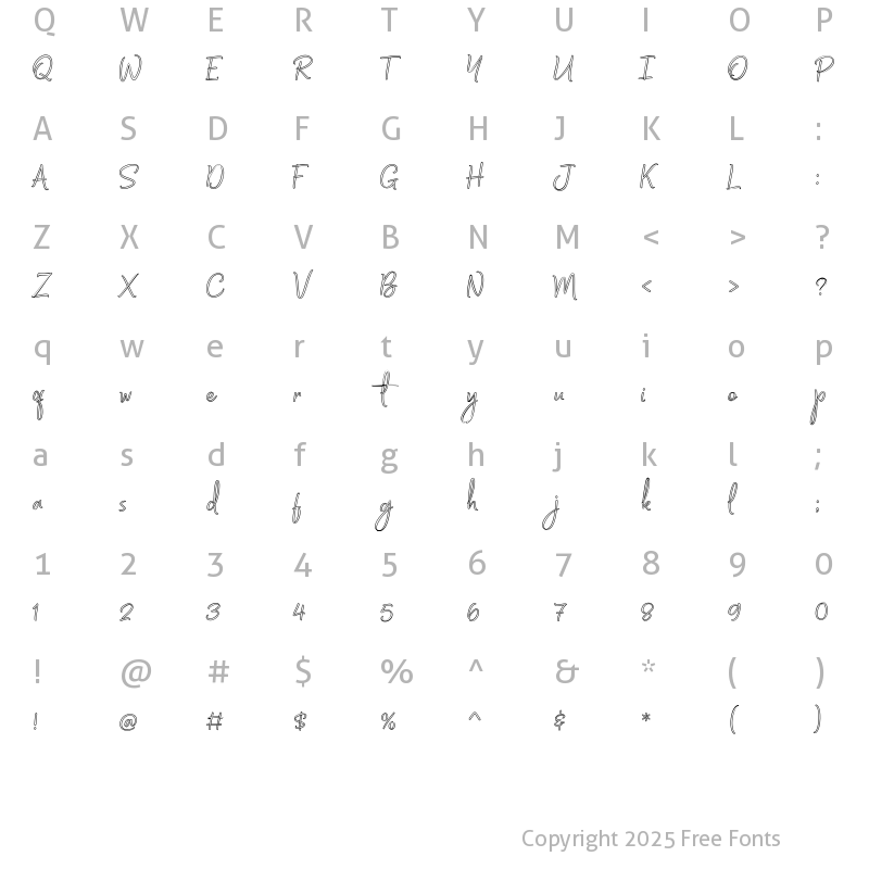 Character Map of bethadyn-outline Regular