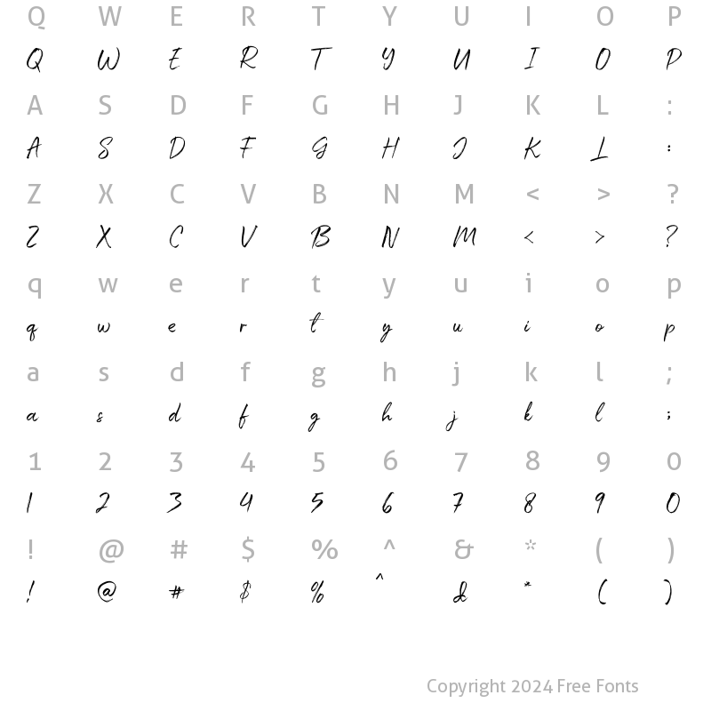 Character Map of Bethagia Regular