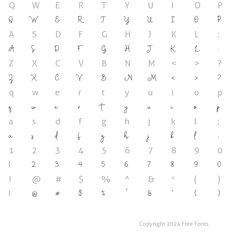 Character Map of Bethany Siganture Regular